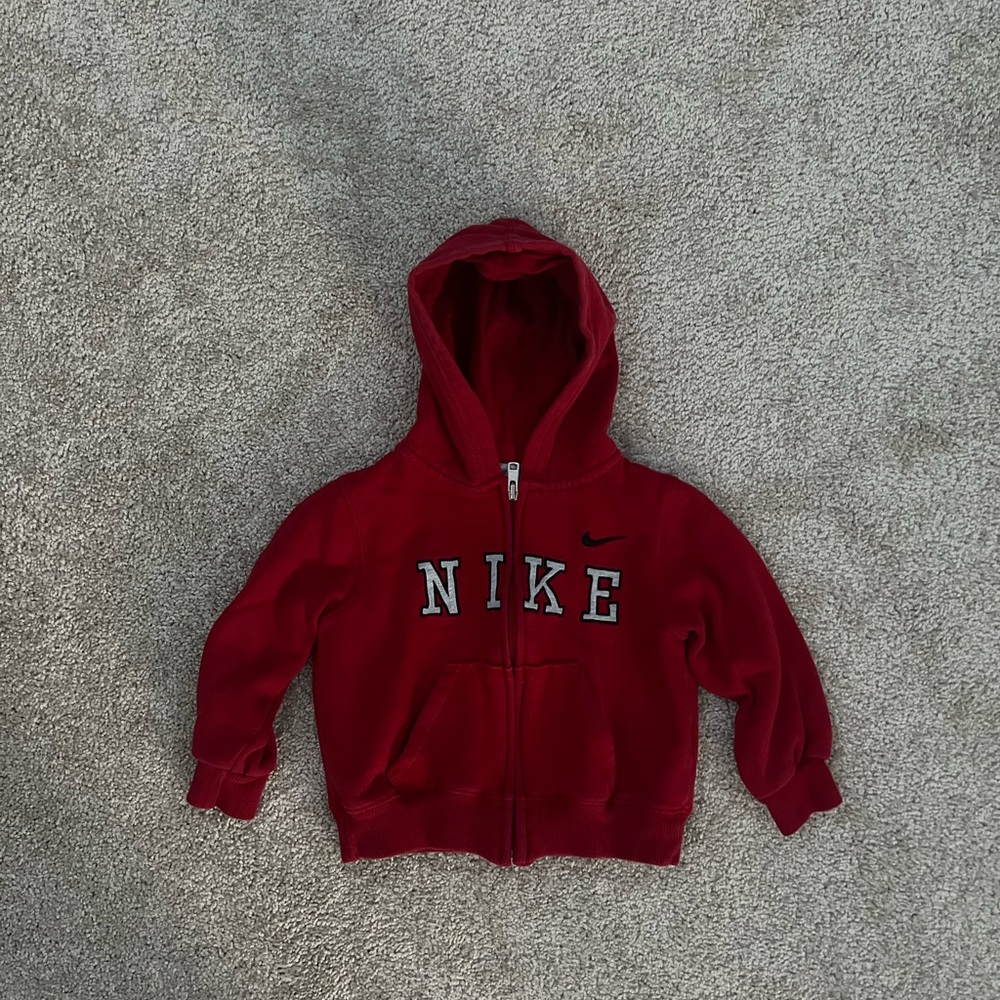 Vintage Nike Kids Crimson Zip-Up Hoodie